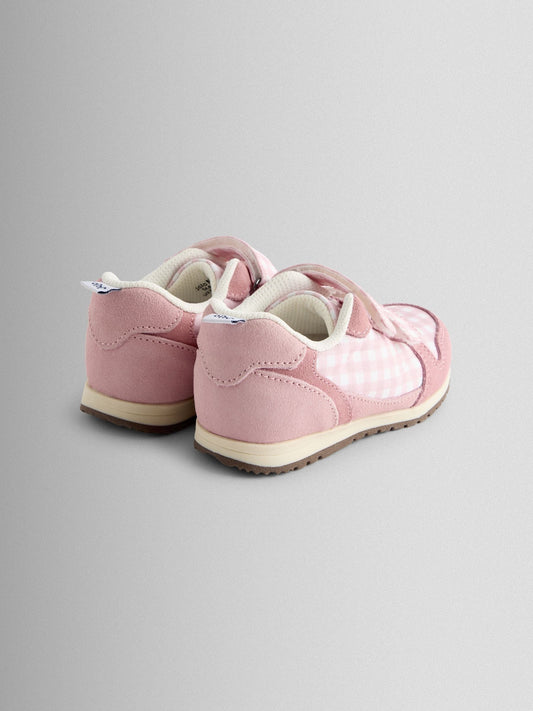 JoJo Maman Bébé Pink Gingham Riptape Trainer image 2