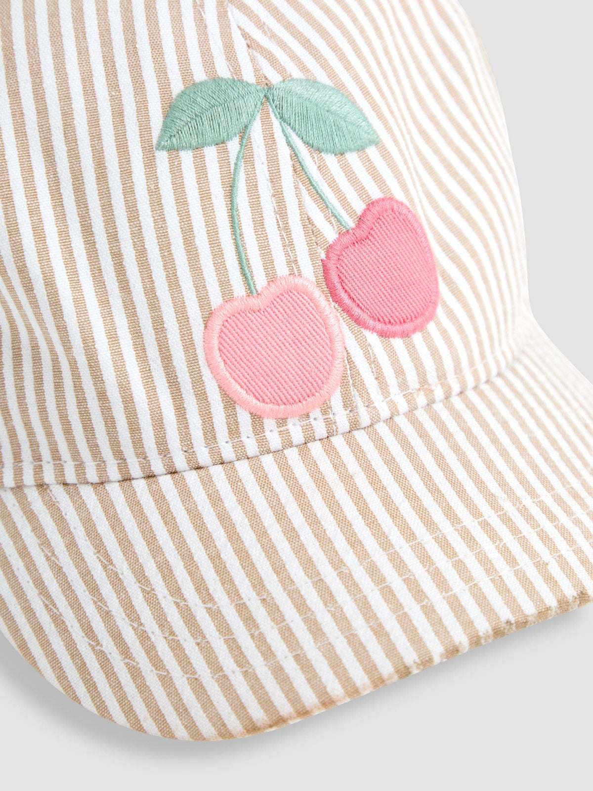 JoJo Maman Bébé Natural Cherry Embroidered Cap image 3