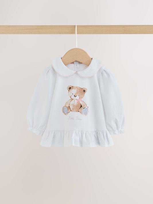 Dsiney Kidz - White/Blue Bear Baby T-Shirt And Leggings 2 Piece Set (0mths-2yrs) image 2