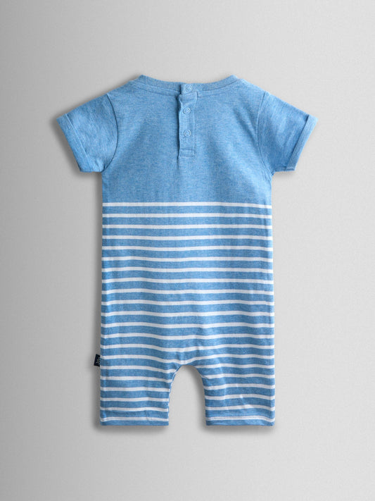 JoJo Maman Bébé Light Blue Crab Character Appliqué Romper image 2