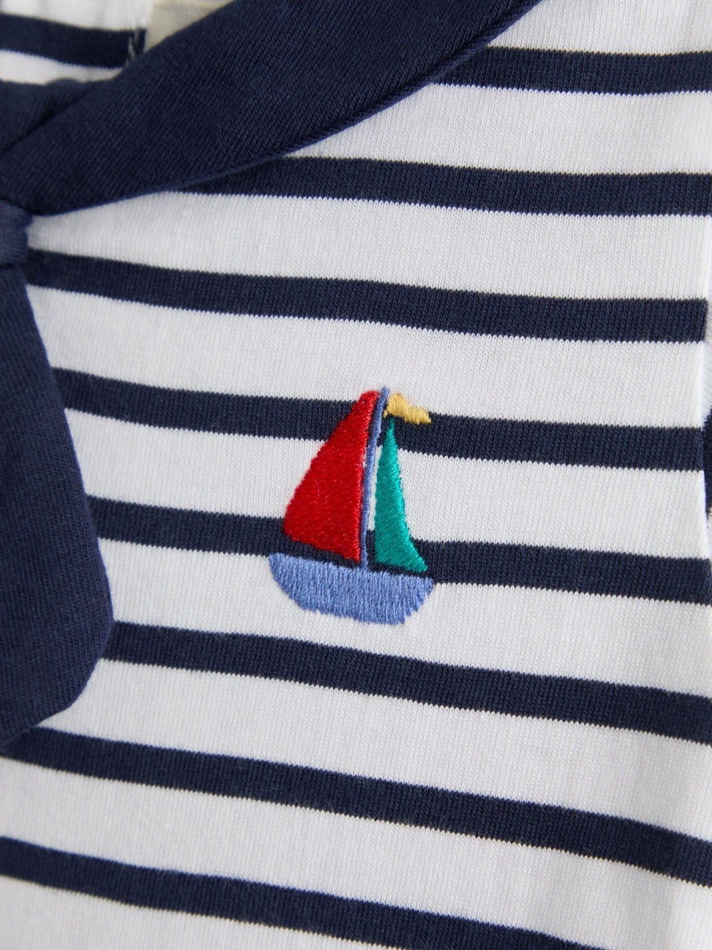 JoJo Maman Bébé Navy Blue Sailor Collar Stripe Romper image 4