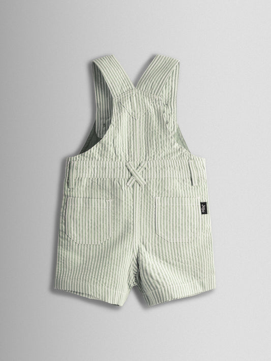 JoJo Maman Bébé Green Seersucker Stripe Dungarees image 2