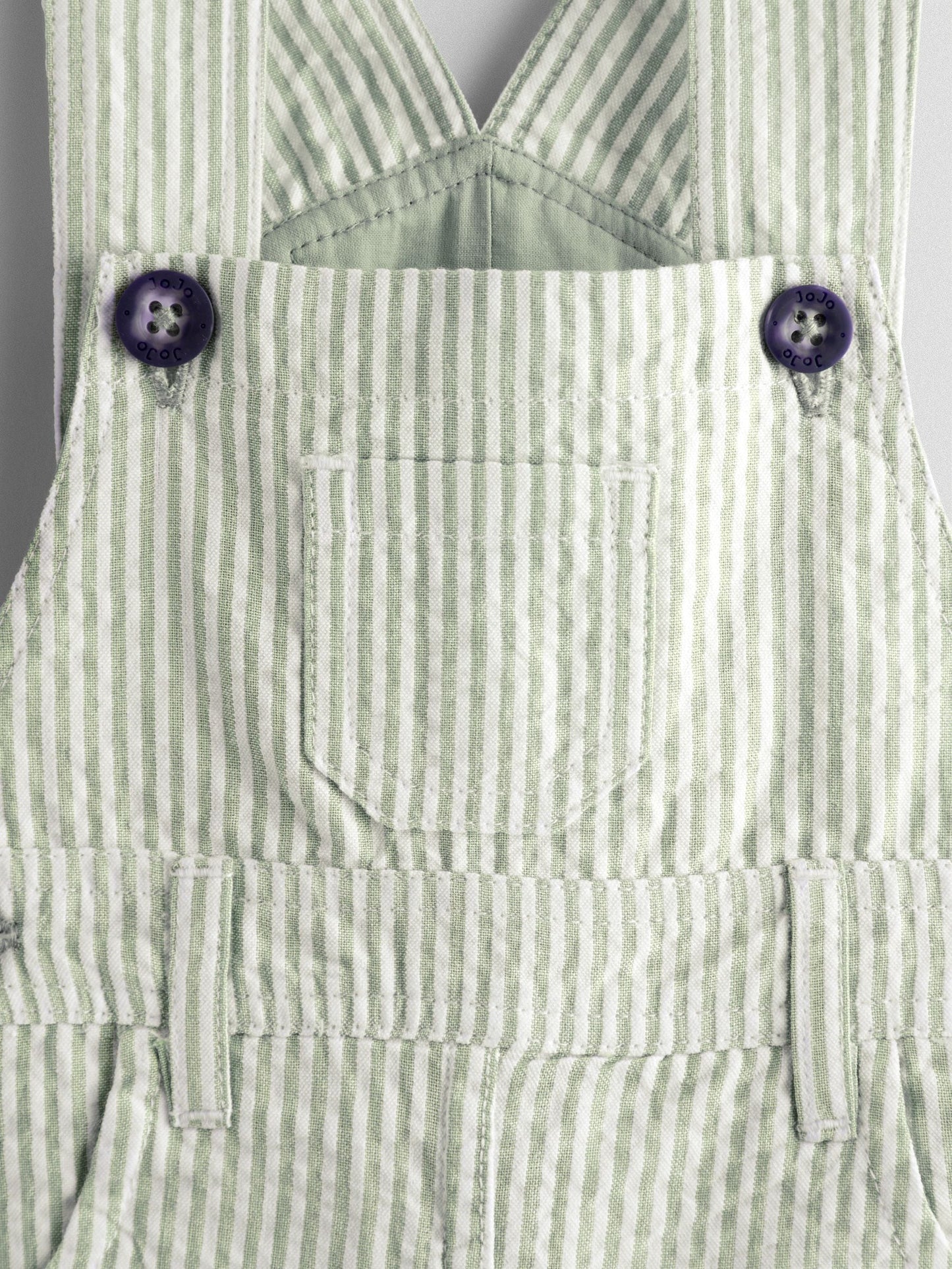 JoJo Maman Bébé Green Seersucker Stripe Dungarees image 3