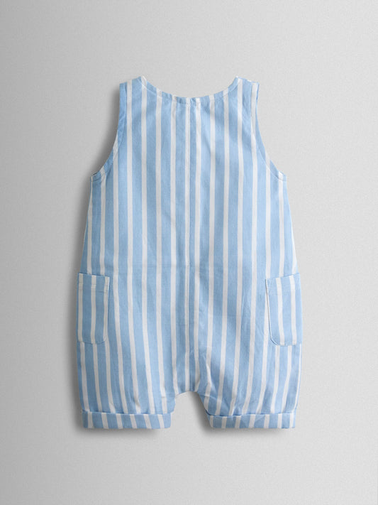JoJo Maman Bébé Blue Stripe Button Front Stripe Romper image 2