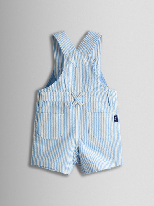 JoJo Maman Bébé Blue Seersucker Stripe Dungarees image 2