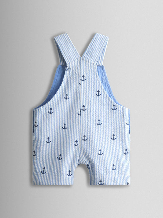 JoJo Maman Bébé Blue Anchor Embroidered Dungarees image 2