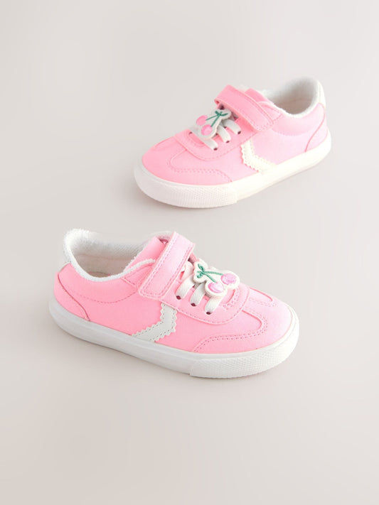 Pink Standard Fit (F) Touch Fastening Elastic Lace Trainers image 2