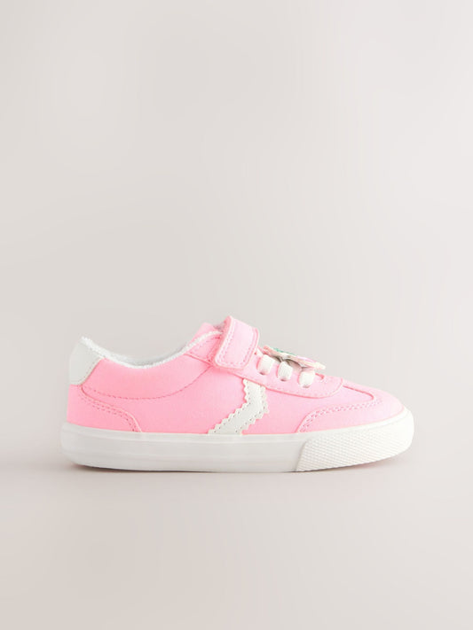 Pink Standard Fit (F) Touch Fastening Elastic Lace Trainers image 2