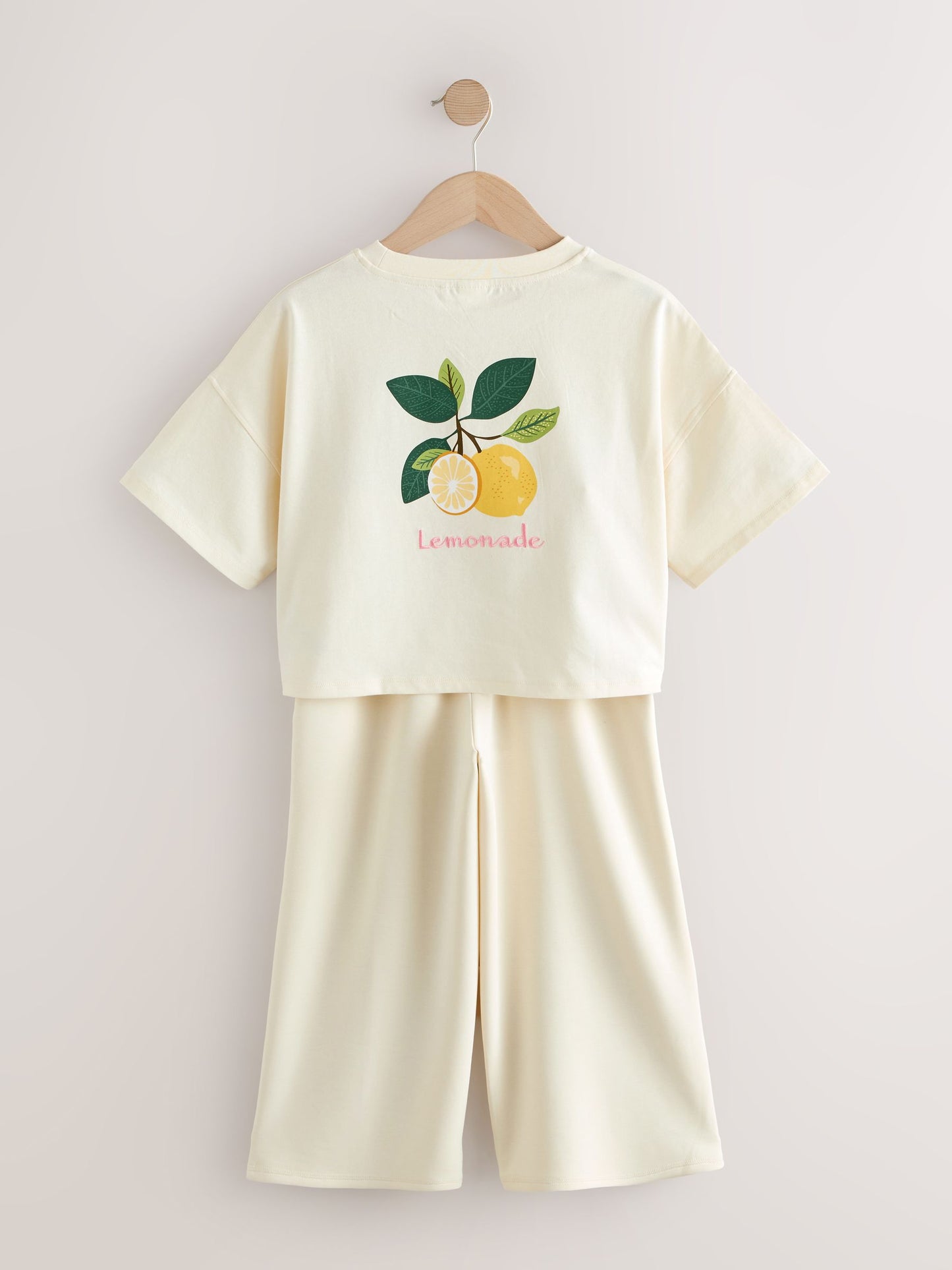 Dsiney Kidz - Cream Fruit Graphic T-Shirt and Wide Leg Trousers Set (3-16yrs) image 9
