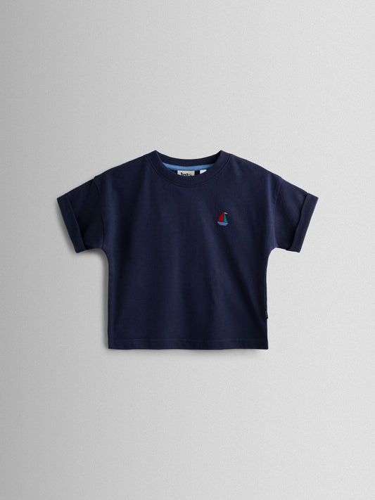 JoJo Maman Bébé Navy Boat 2-Piece T-Shirt & Stripe Trouser Set image 2
