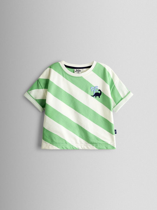 JoJo Maman Bébé Green Dino 2-Piece T-Shirt & Shorts Set image 2