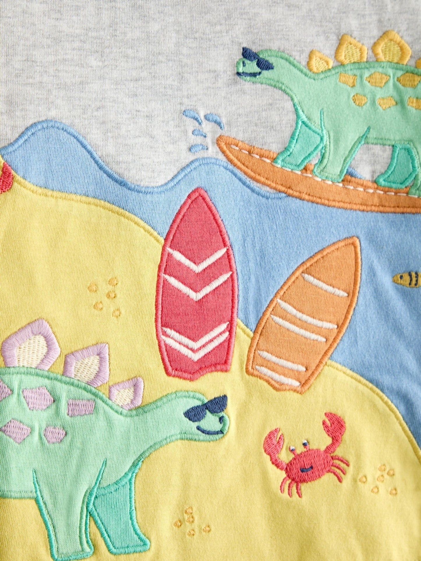 JoJo Maman Bébé Grey Dino Scene Appliqué T-Shirt image 3