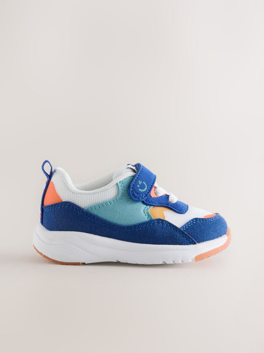 Blue Colourblock Touch Fastening First Walker Trainers image 2