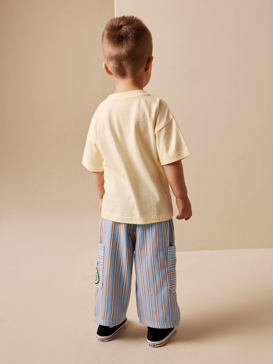 Blue/Rust Brunch Stripe Side Pocket Wide Trousers (3mths-7yrs) image 2