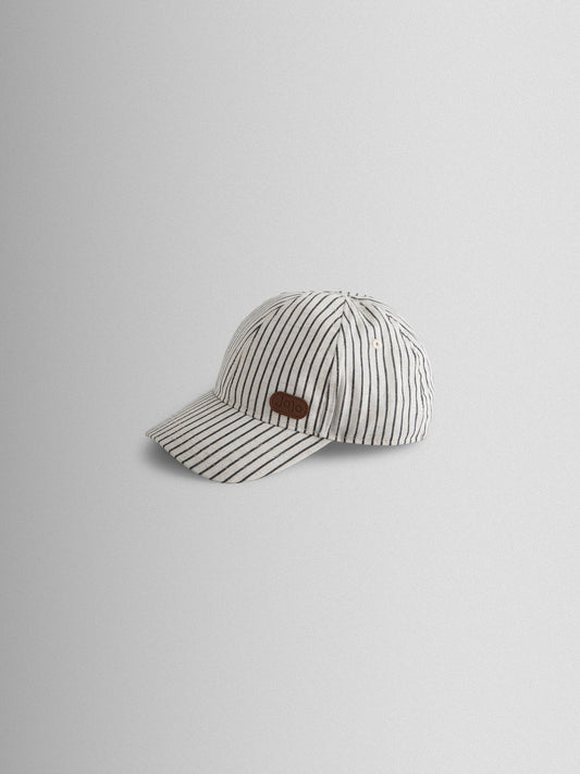 JoJo Maman Bébé Ecru Striped Embroidered Cap image 2