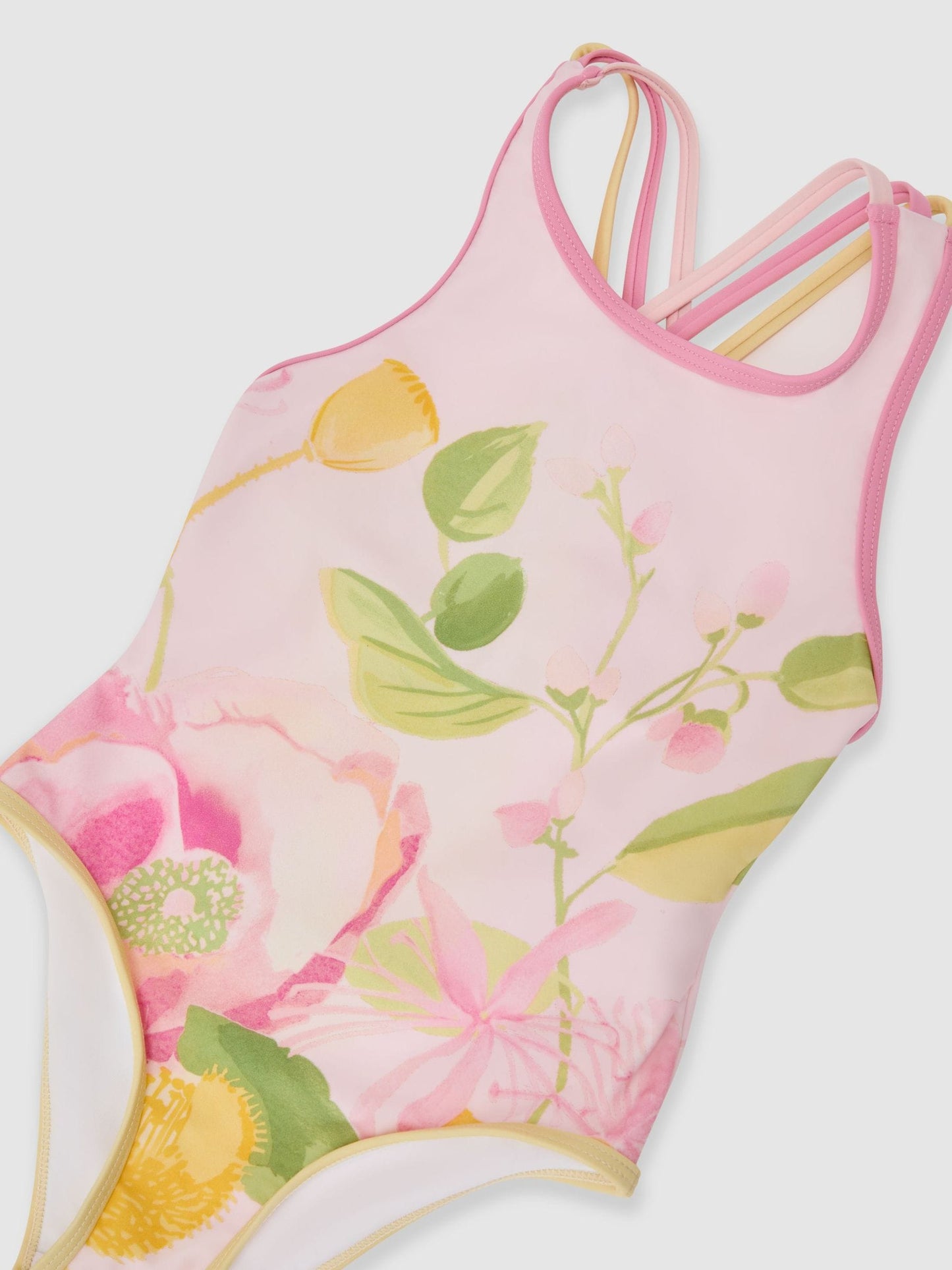 Reiss Pink Print Yasmin 13-14 yrs Printed Cross-Strap Swimsuit image 1