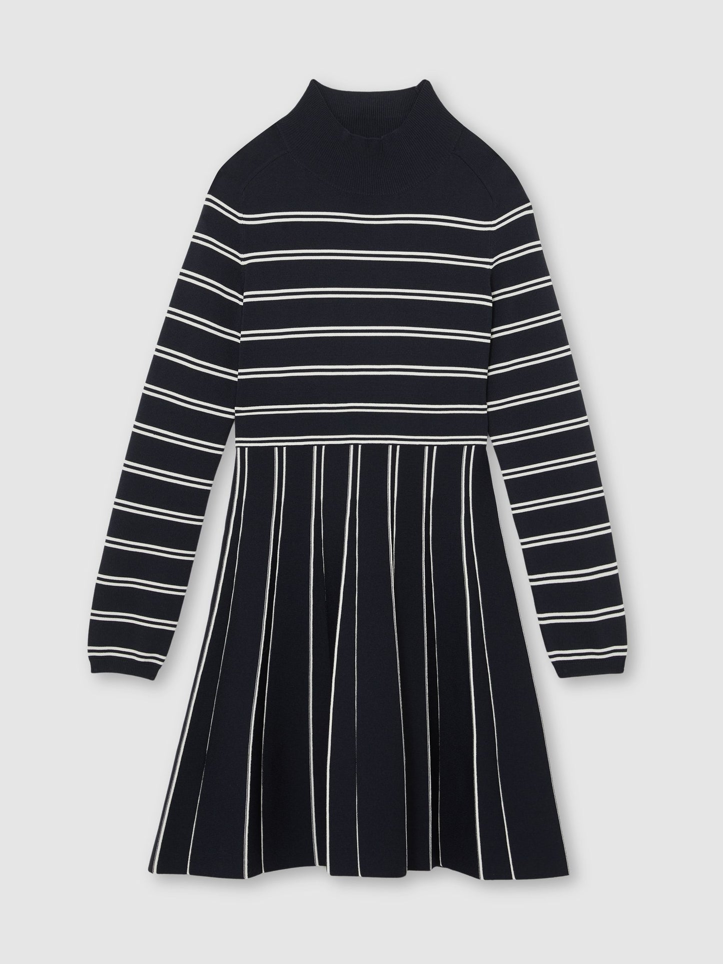 Reiss Navy/Ivory Daphne 13-14 yrs Stripe Knitted Skater Dress image 1