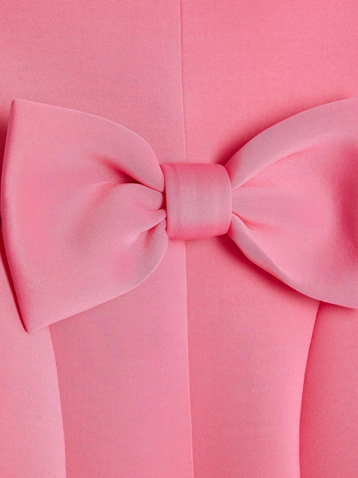 River Island Pink Younger Girls Collared Bow Back Dress image 4