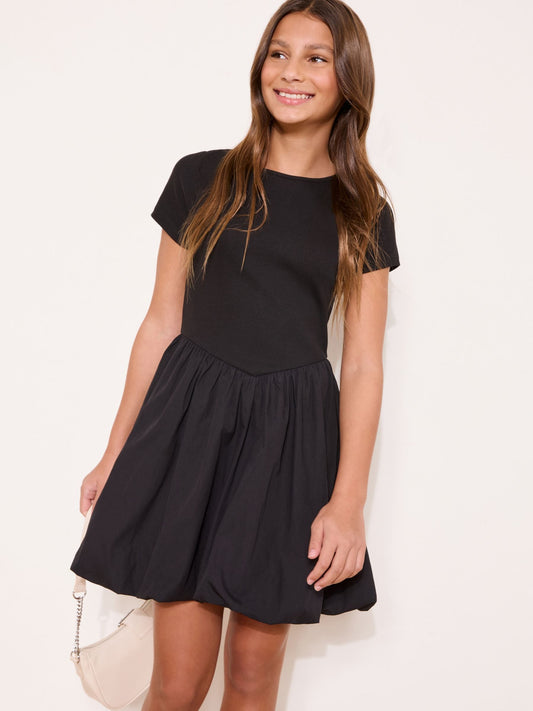 Dsiney Kidz - Lipsy Black Short Sleeve 2-in-1 Puffball Dress (5-16yrs) image 2