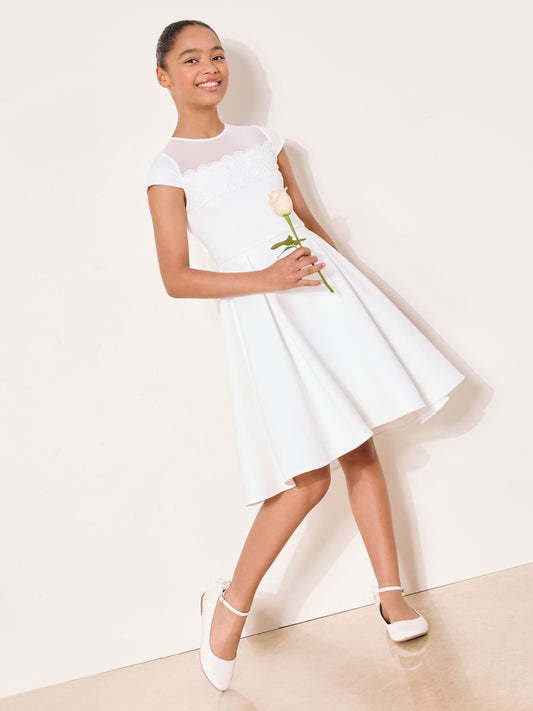 Dsiney Kidz - Lipsy White Lace Detail Occasion Scuba Dress (5-16yrs) image 2