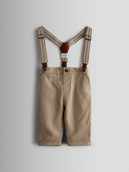 JoJo Maman Bébé Natural 4-Piece Body & Trouser Set With Bow Tie & Braces image 2