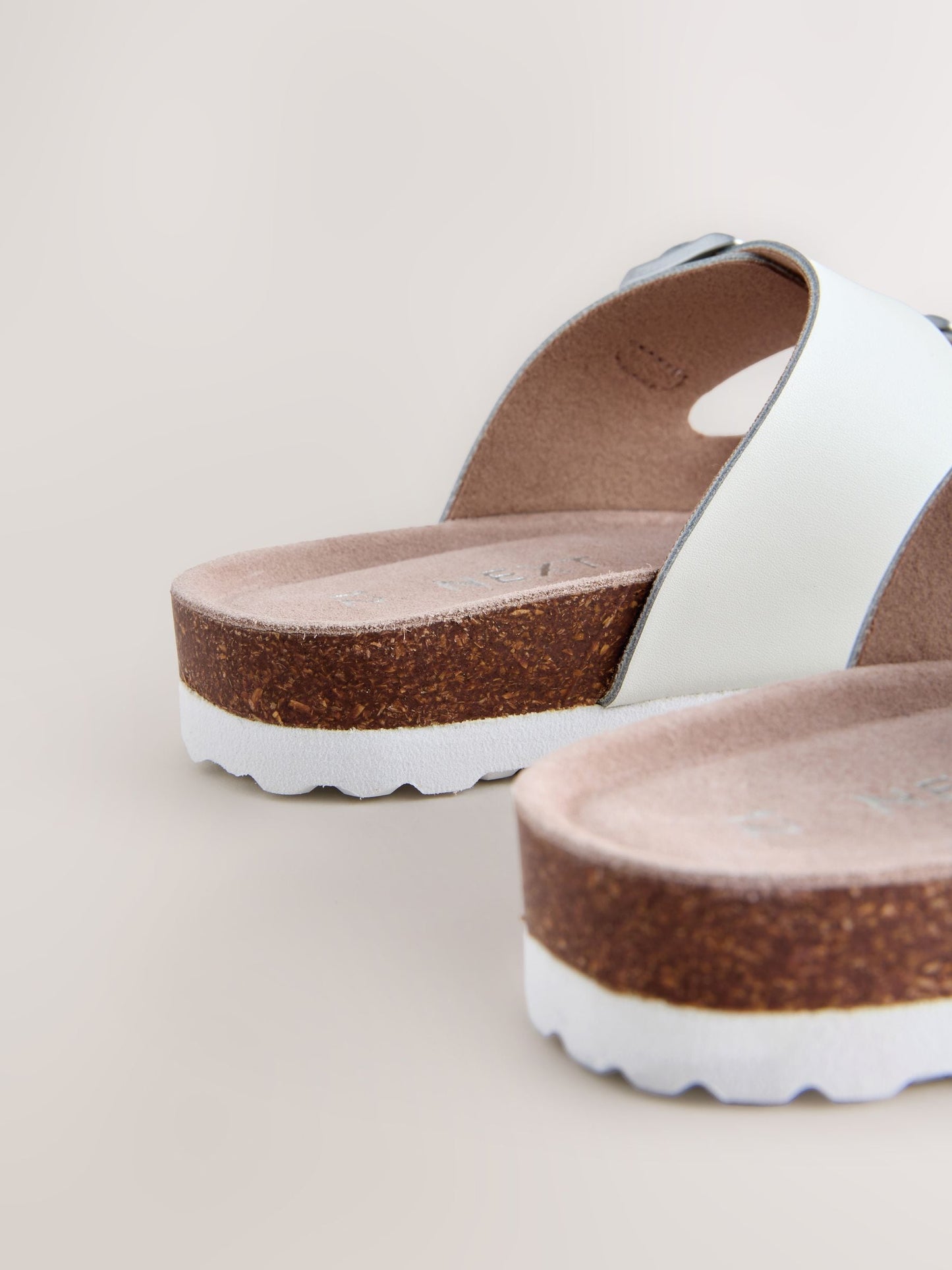 White Leather Corkbed Sandals image 5