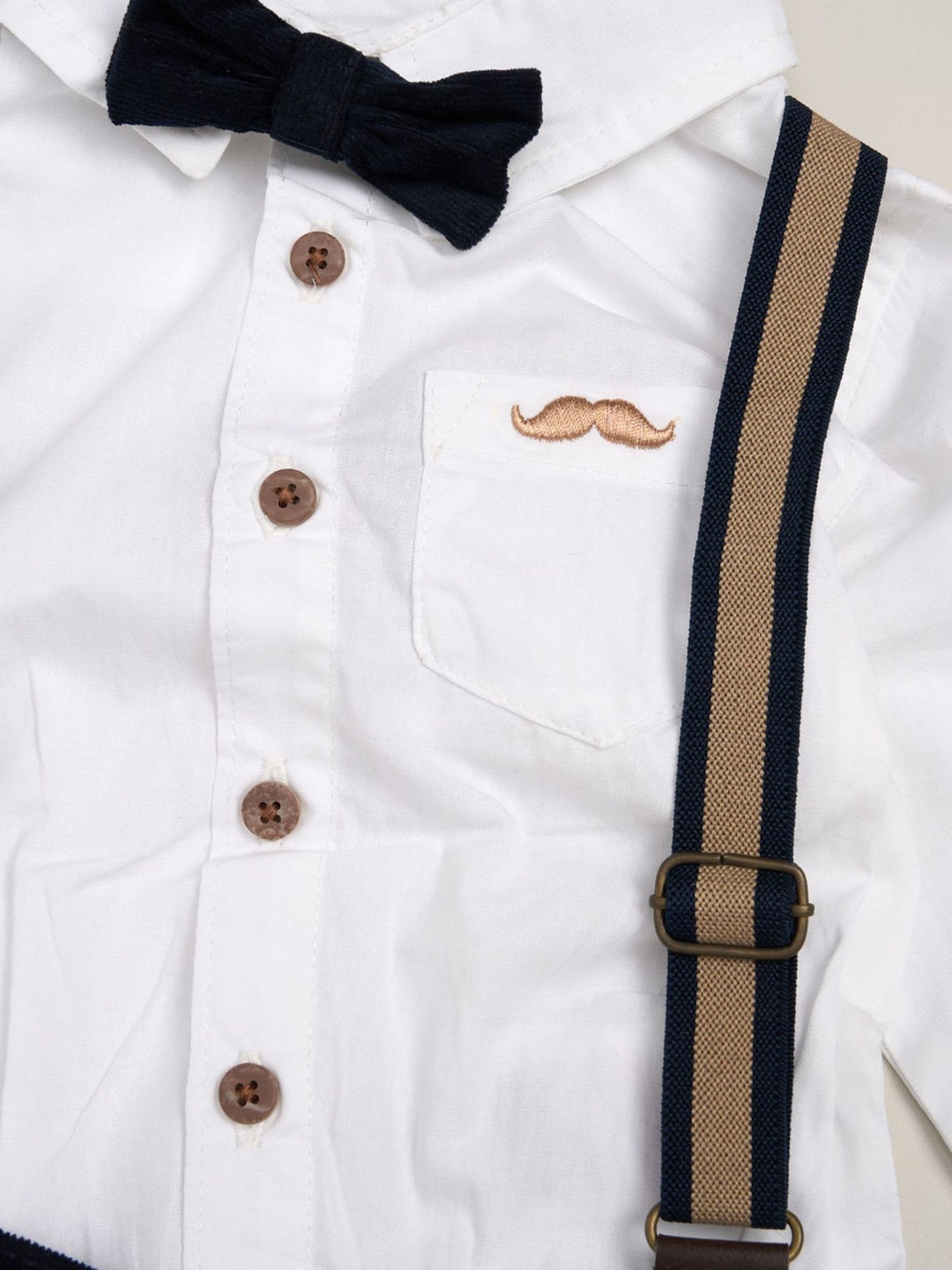 Little Gent Blue Corduroy Bow Tie Mock Shirt And Trousers With Braces Outfit Set image 3