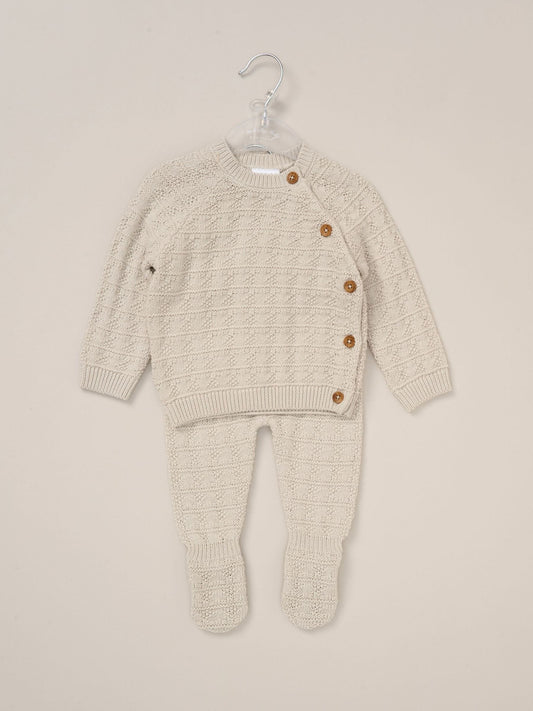 Rock-A-Bye Baby Boutique Grey Knit Cardigan and Footed Leggings Set image 2