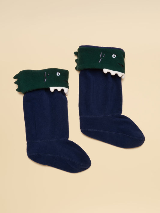 Joules Kids' Navy Dino Fleece Welly Socks - image 1