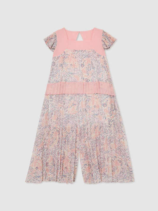 Reiss Pink Natasha 9-13 yrs Floral-Print Pleated Jumpsuit image 2