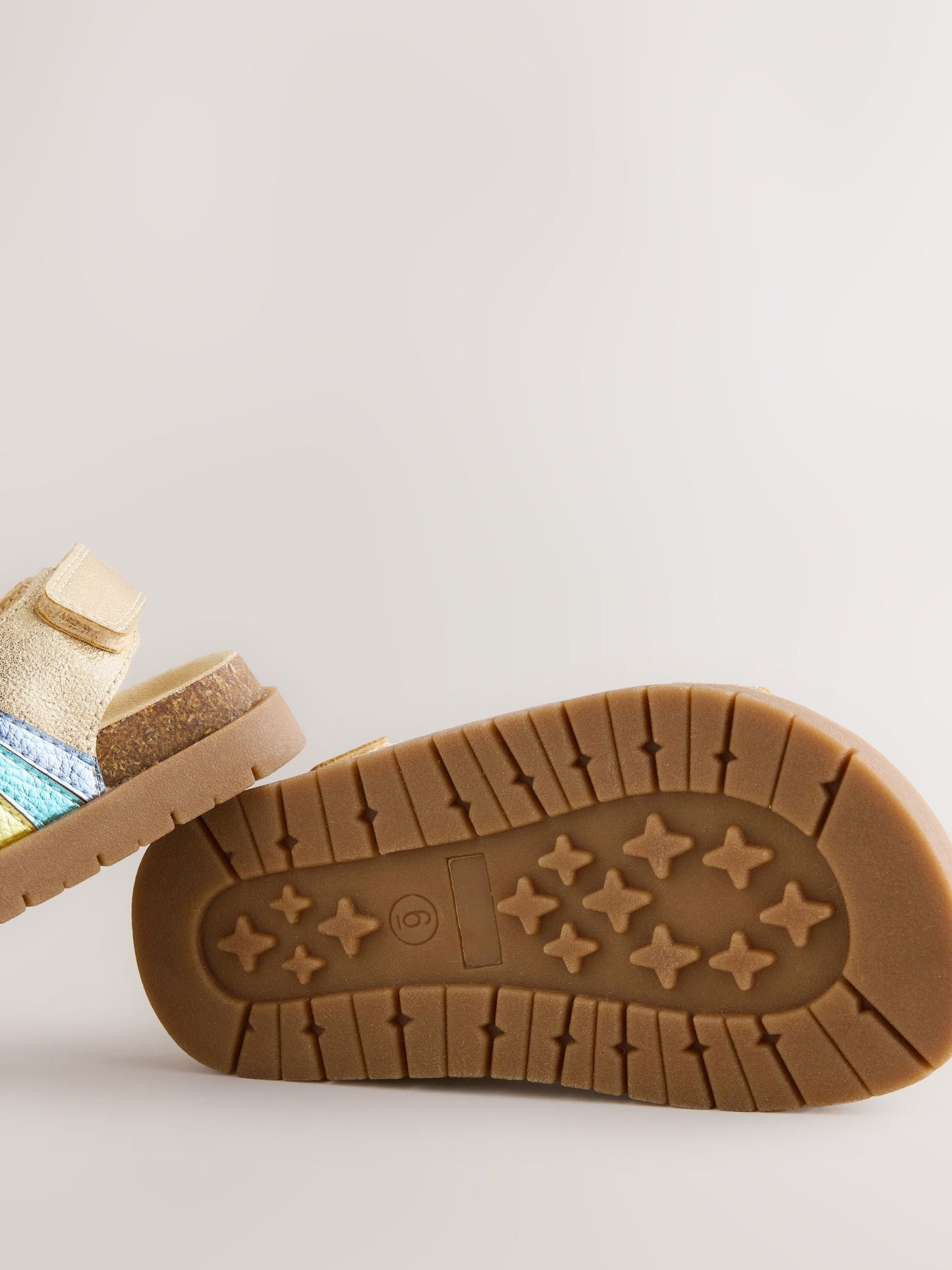 Little Bird by Jools Oliver Gold Metallic Rainbow Double Buckle Footbed Sandals image 5