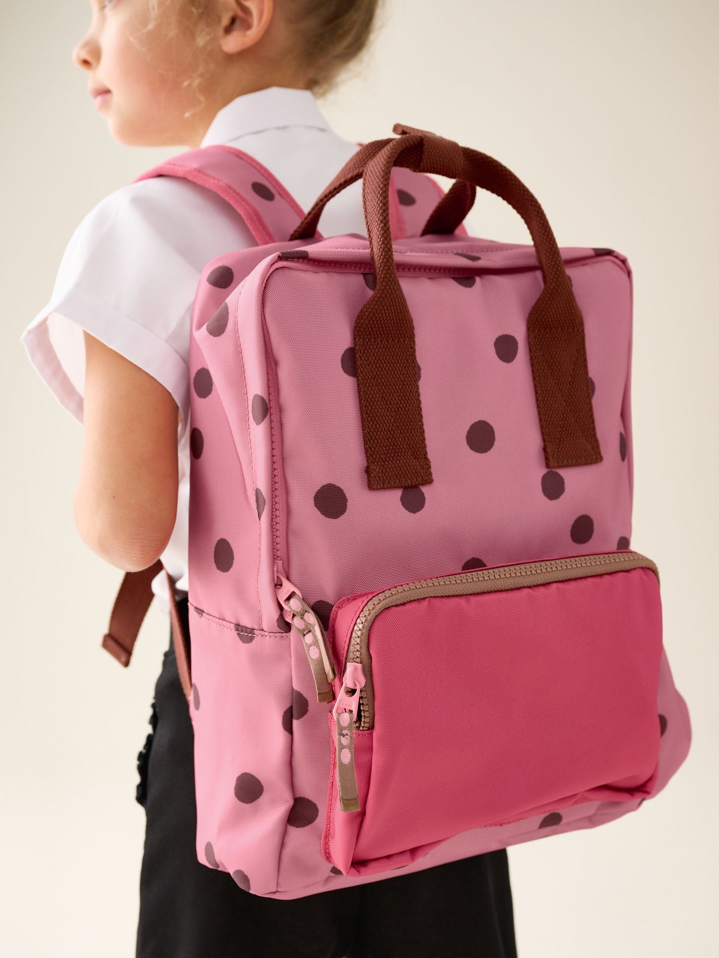 Pink/Chocolate Dot Backpack image 1