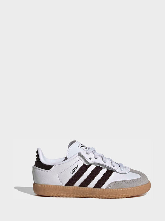 adidas Originals White/Black/Grey Samba OG Comfort Closure Elastic Lace Infant Trainers image 2