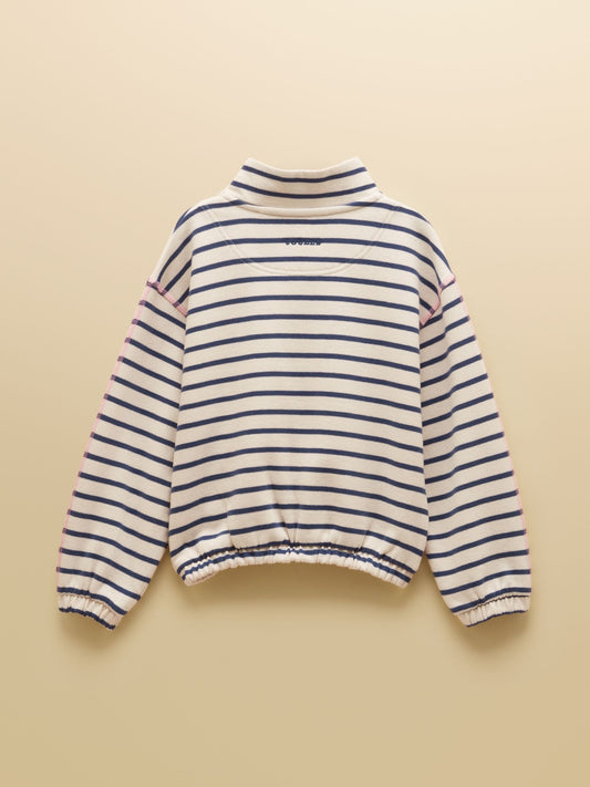 Dsiney Kidz - Joules Girls' Kennedy Navy & Cream Cropped Quarter Zip Sweatshirt image 2