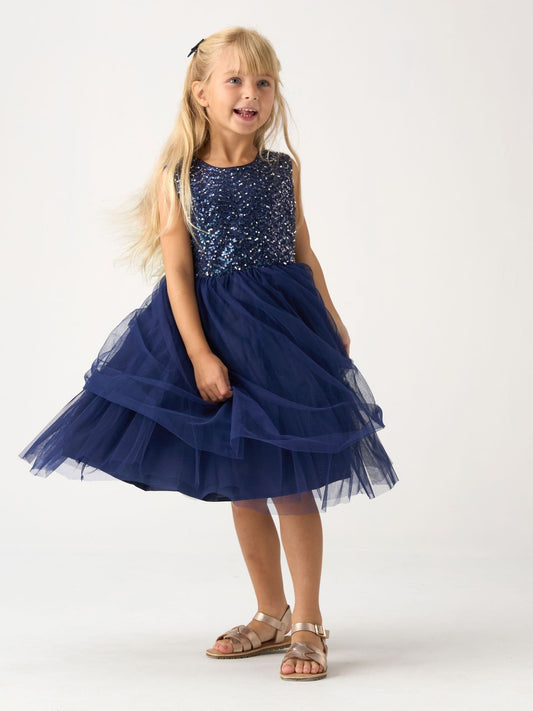 Dsiney Kidz - Miss Blue Jacquard Star Jacket And Sequin Dress Set image 2