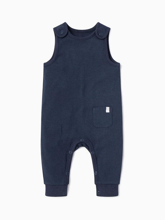 MORI Light Blue Ribbed Romper Dungarees image 2