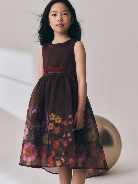 Dsiney Kidz - Chocolate Brown Floral Prom Dress (3-16yrs) image 2