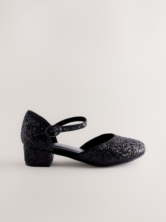 Dsiney Kidz - Black Glitter Standard Fit (F) Two Part Heeled Shoes image 2