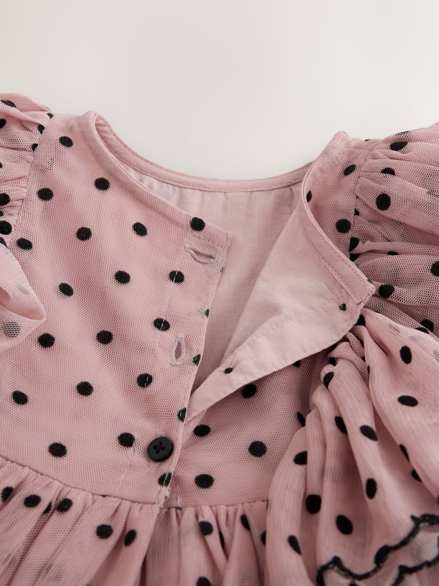 Dsiney Kidz - Pastel Pink Spot Frill Sleeve Occasion Dress (3mths-8yrs) image 8