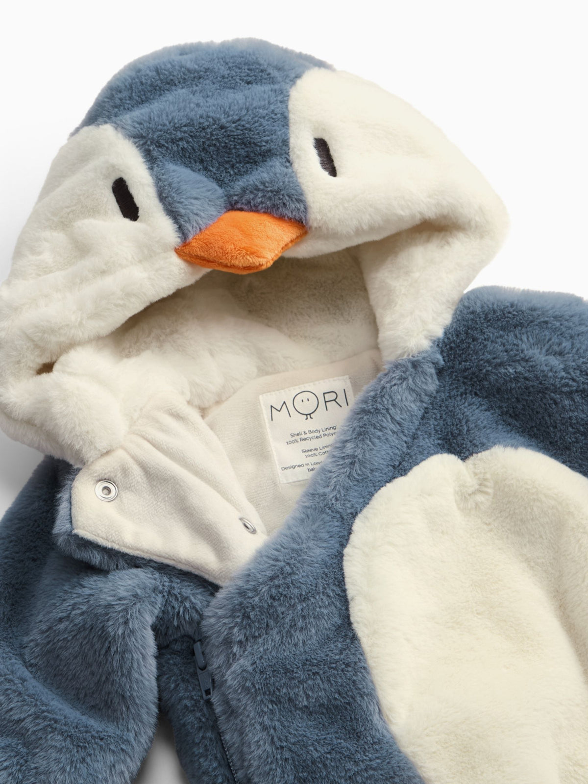 MORI Blue Penguin Faux Fur Supersoft Zip Up Pramsuit - image 6