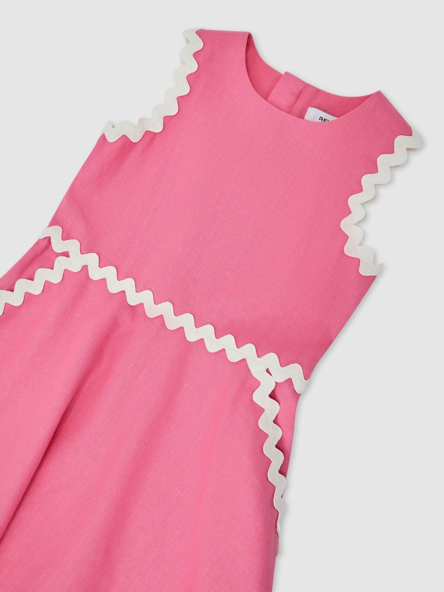 Reiss Pink Blake 3-9 yrs Linen-Blend Ric-Rac Trim Dress image 3
