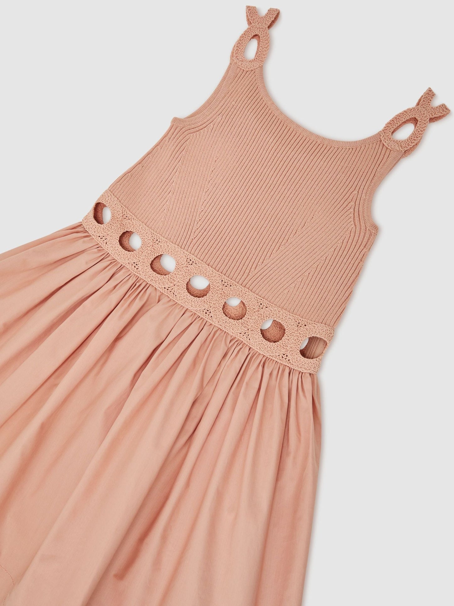 Reiss Apricot Rita 3-9 yrs Rib-Knit Mix Cut-Out Flared Dress image 3