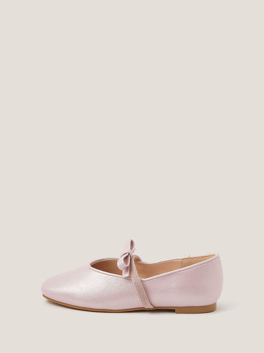 Monsoon Pink Faux Leather Bow Flats Shoes image 2
