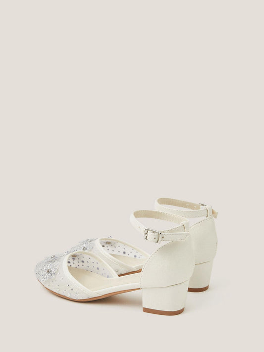 Monsoon Ivory Diamanté Floral Closed Toe Heels Shoes image 2