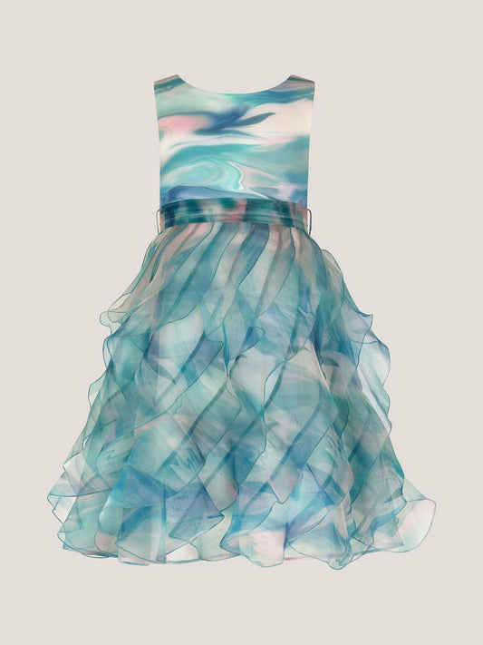 Monsoon Blue Marble Print Ruffle Party Dress image 2