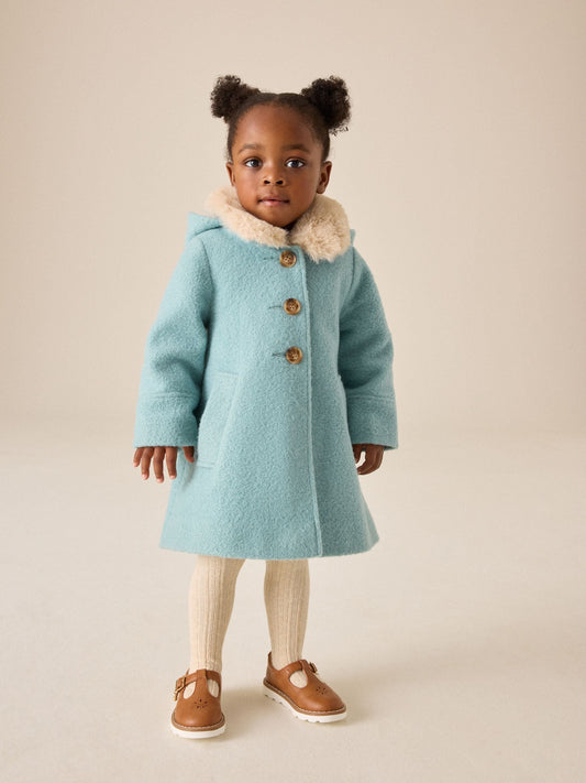 Dsiney Kidz - Blue Faux Fur Collar Hooded Coat (3mths-7yrs) image 2