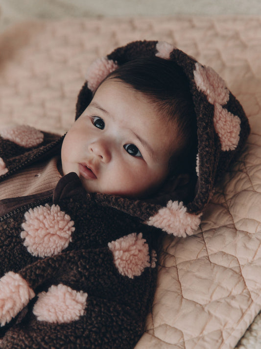 Dsiney Kidz - Brown and Pink Borg Spot Hooded Baby Jacket (0mths-2yrs) image 2