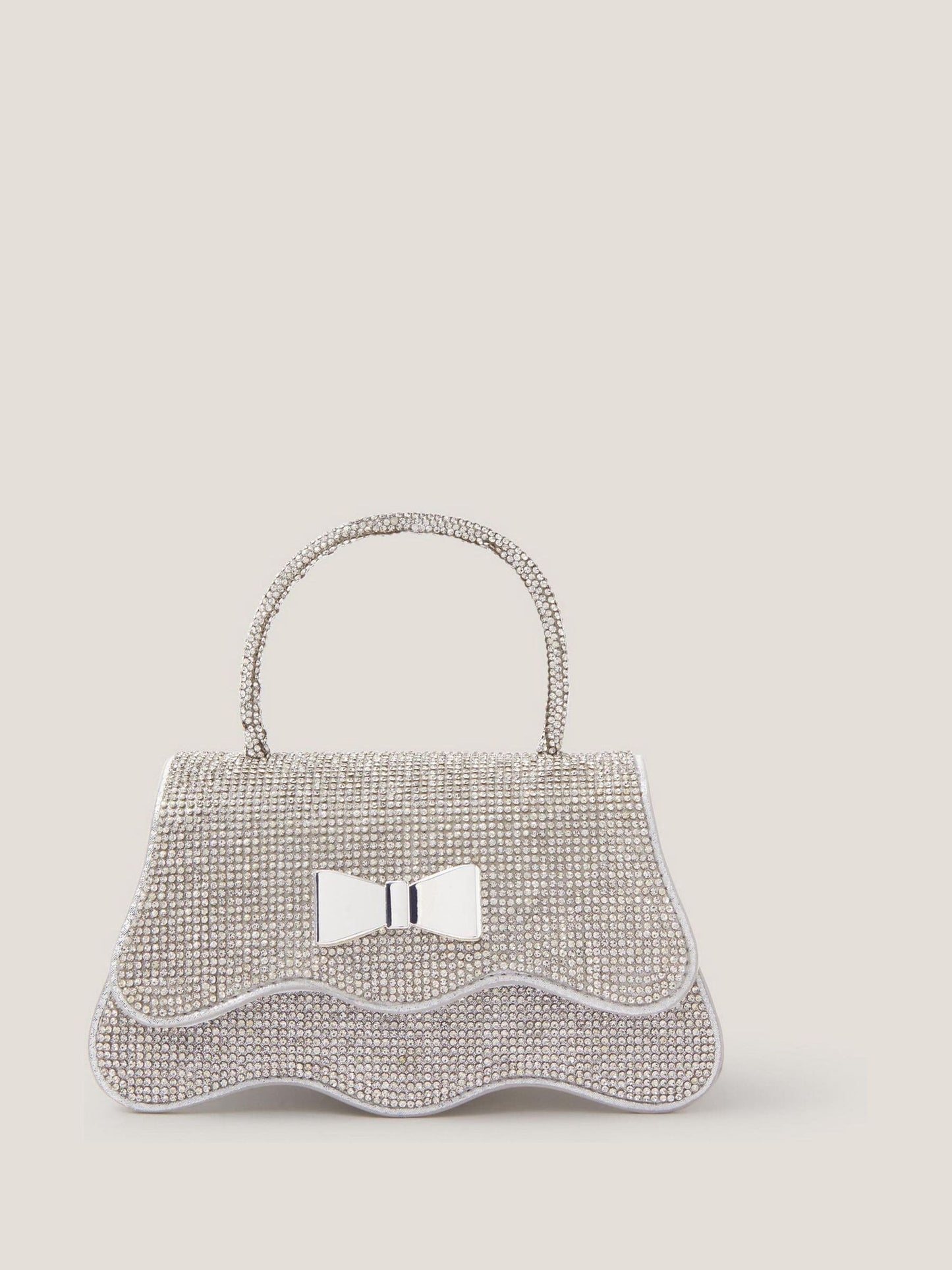 Monsoon Silver Diamanté Bow Handbag image 1