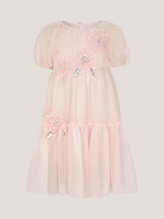 Monsoon Pale Pink Leila Floral Embellished Party Dress image 2
