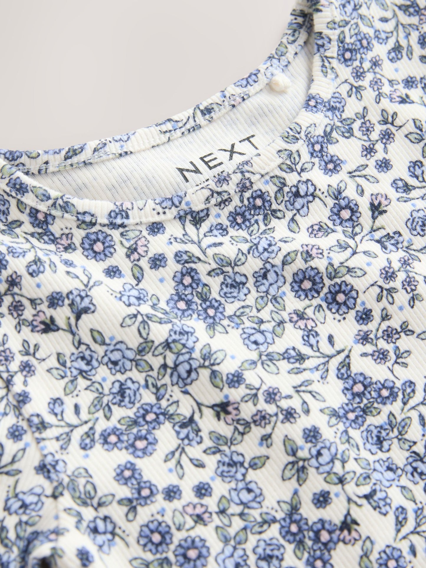 Dsiney Kidz - Ecru Blue Ditsy Floral Rib Long Sleeve T-Shirt (3mths-7yrs) image 8
